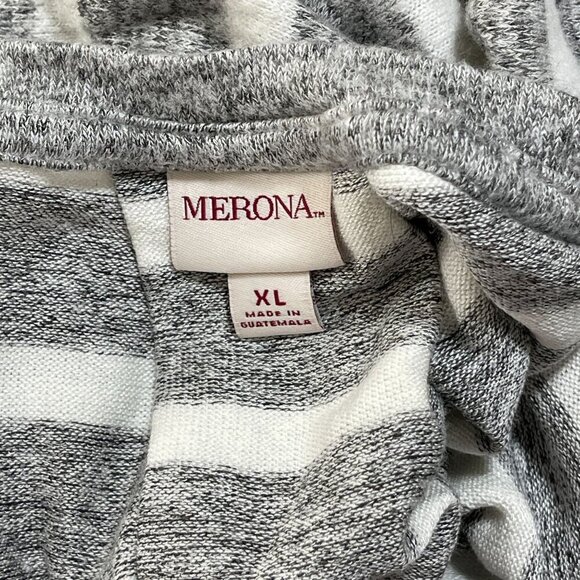 Merona Women's Top Soft Stripe Long Sleeve Gray Cream Size XL Extra Large - Picture 4 of 6